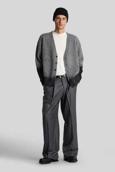 Paura Radmin Cardigan In Grey Wool In Gray