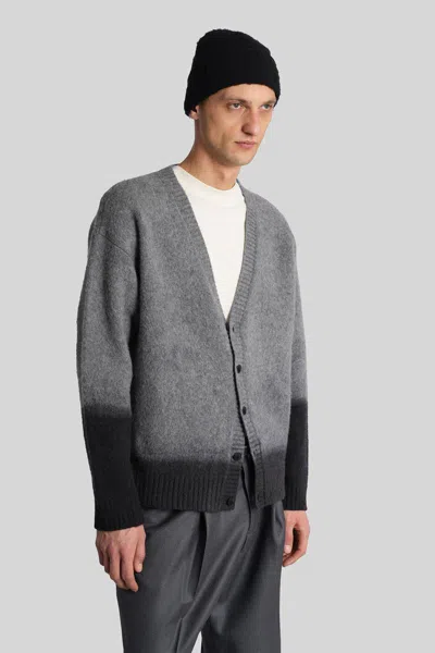 Paura Radmin Cardigan In Grey Wool In Gray