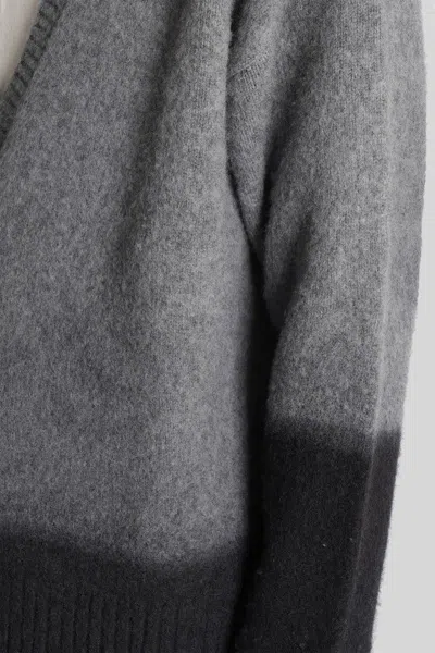 Paura Radmin Cardigan In Grey Wool In Gray