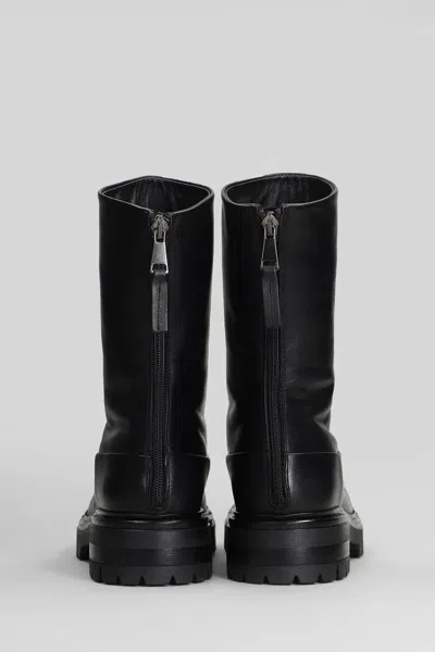 Elena Iachi Combat Boots In Black Leather In Black