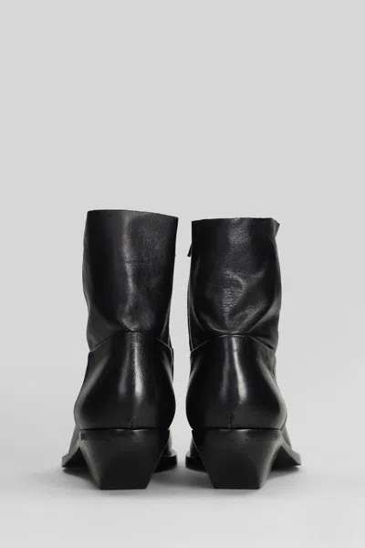 Elena Iachi Texan Ankle Boots In Black Leather In Black