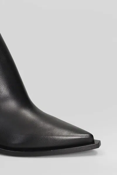 Elena Iachi Texan Ankle Boots In Black Leather In Black