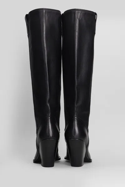 Elena Iachi Texan Boots In Black Leather In Black