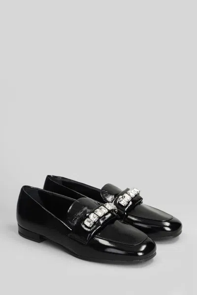 Evaluna Embellished Calf-leather Loafers In Black