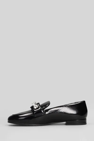 Evaluna Embellished Calf-leather Loafers In Black