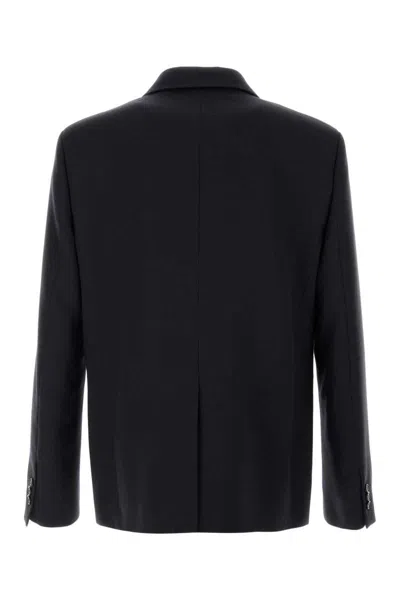 Loewe Wool Blazer Notch Lapel Front Pockets In Blue
