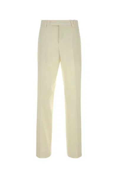 Versace Wool Blend Tailored Trousers Belt Loops In White