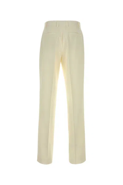 Versace Wool Blend Tailored Trousers Belt Loops In White