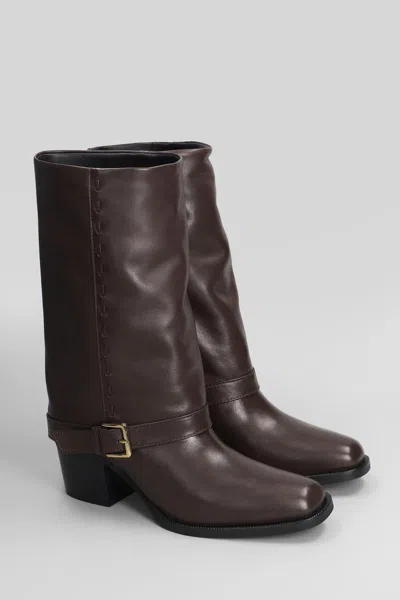 Evaluna High Heels Ankle Boots In Brown