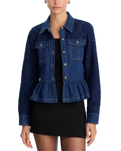 Cinq À Sept Cinq A Sept Kerrigan Lace Trim Denim Jacket In Blue