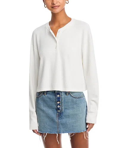 Re/done Waffle Boxy Henley Top In White