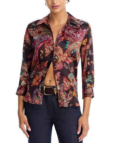 L'agence Dani Silk Three Quarter Sleeve Blouse In Multi