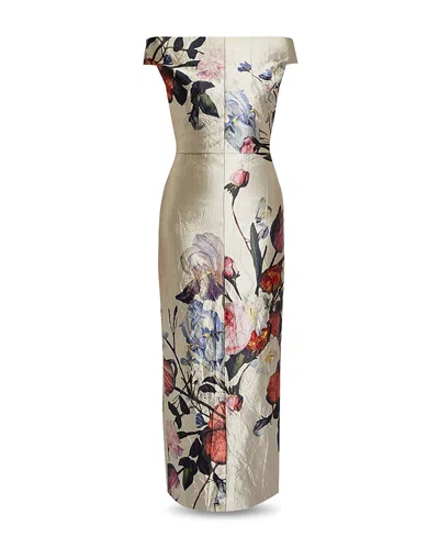 Erdem Floral-print Satin Maxi Dress In Neutral