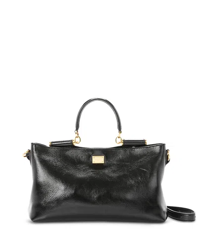 Dolce & Gabbana Leather Top Handle Bag In Black