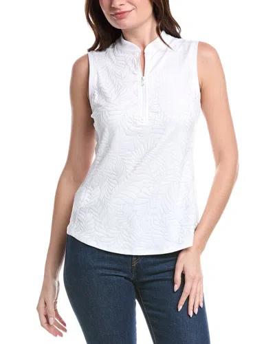 Tommy Bahama Aubrey Leaves Jacquard 1/2-zip Top In White