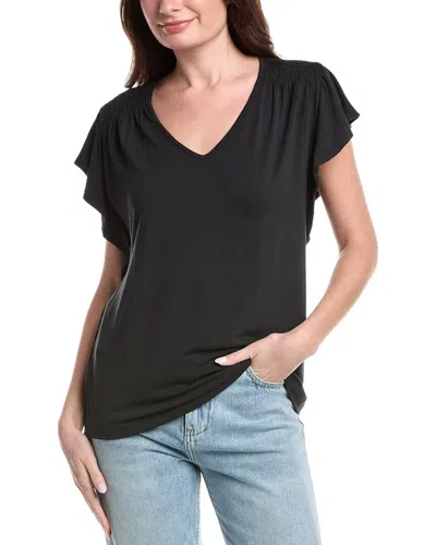 Tommy Bahama Kauai Smocked Flutter Top In Black