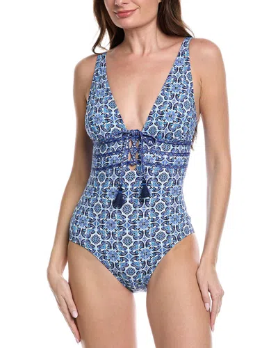 Tommy Bahama Terrazzo Tile Tie-front One-piece In Blue