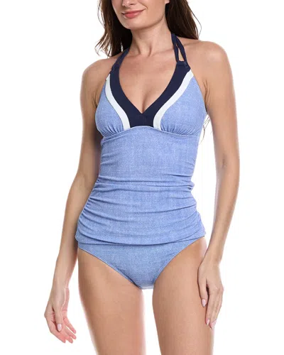 Tommy Bahama Island Cays Colorblocked Tankini Top In Blue