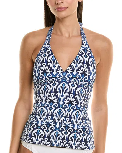 Tommy Bahama Island Cays Blooms Reversible Tankini Top In Blue