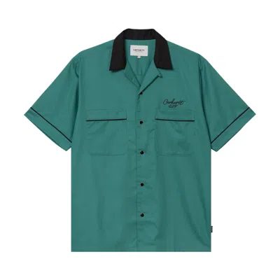 Pre-owned Carhartt Wip Short-sleeve Bowl Shirt 'saguaro/black' | Blue | Men's Size Xl