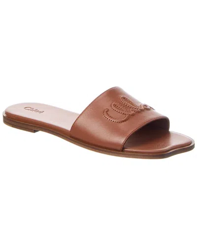 Chloé Soleil Calf Leather Flat Sandals In Brown