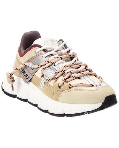 Versace Suede & Mesh Sneaker In Multi