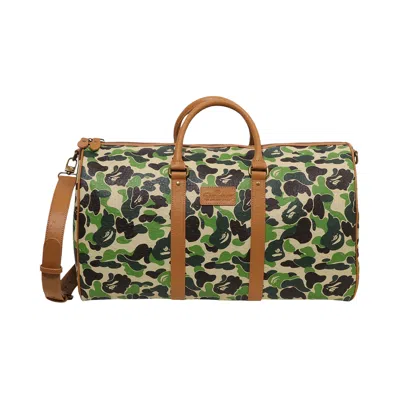 Pre-owned Bape Abc Camo Pu Ostrich Boston Bag 'green' | Men's Size Onesize