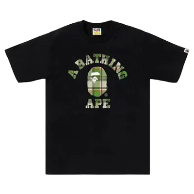 Pre-owned Bape Check College Tee 'black/green' | Men's Size Xl