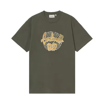 Pre-owned Carhartt Wip Short-sleeve Chedda T-shirt 'opuntia Heavy Stone Wash' | Green | Men's Size L