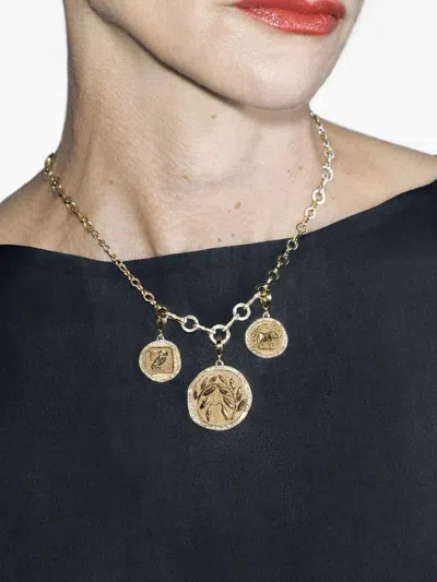 Azlee Diamond Olive Branch Coin Pendent In Gold