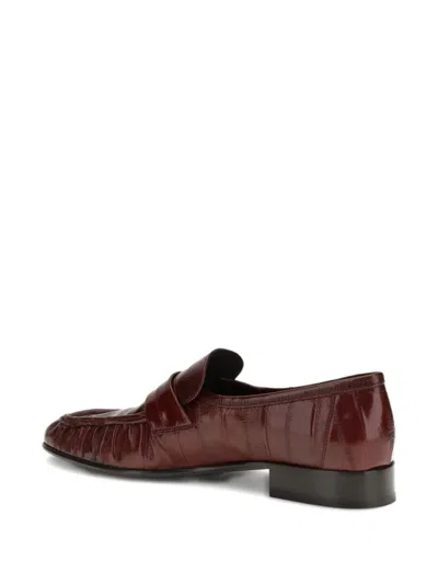 The Row Bordeaux Calf Leather Bos Taurus Slip-on Loafers In Brown