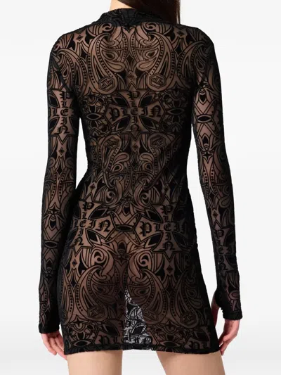 Philipp Plein Long-sleeve Mini Dress In Black