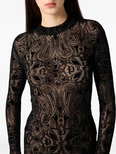 Philipp Plein Long-sleeve Mini Dress In Black