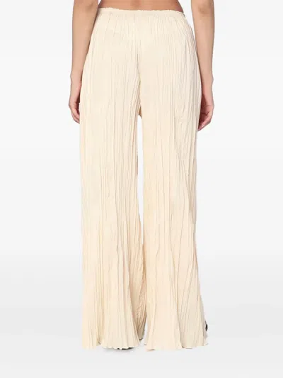 Mark Kenly Domino Tan Mkdt Studio Pinola-atelier Pleated Fabric Ivory Trousers In Neutral