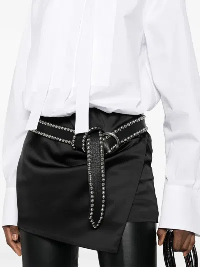 Attico Neck-tie Mini Dress In Black