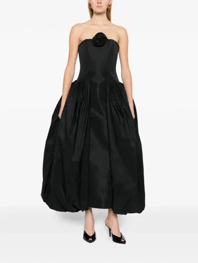 Cult Gaia Kalea Flower Strapless Dress In Black