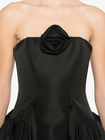Cult Gaia Kalea Flower Strapless Dress In Black