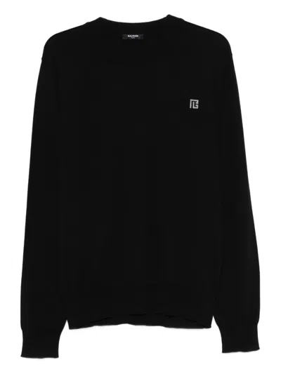 Balmain Logo-detail Long-sleeve T-shirt In Black