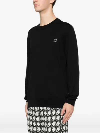Balmain Logo-detail Long-sleeve T-shirt In Black