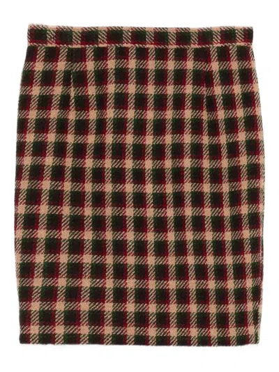 Pre-owned Valentino 1908s Checked Skirt In Neutral