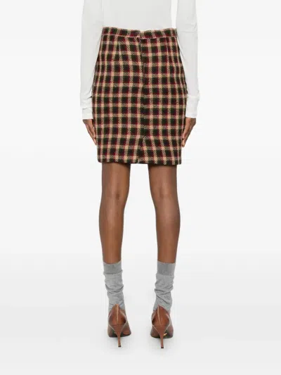 Pre-owned Valentino 1908s Checked Skirt In Neutral