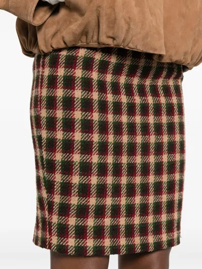 Pre-owned Valentino 1908s Checked Skirt In Neutral