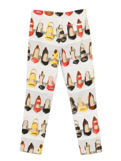 Pre-owned Moschino Shoe-print Trousers In White