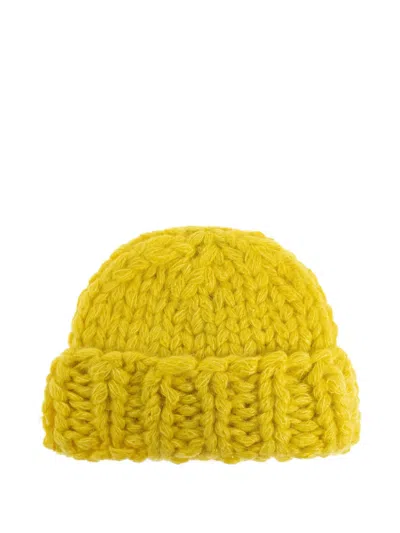 Issey Miyake Knitted Beanie Hat In Yellow
