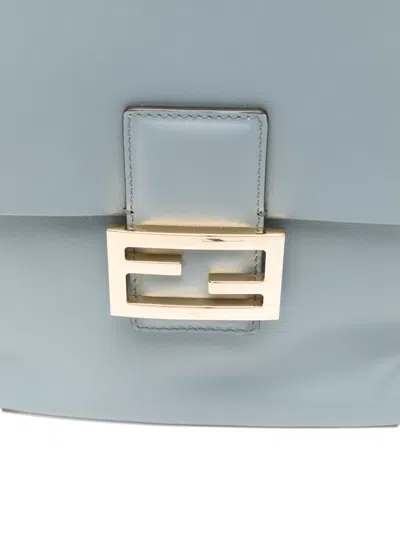 Fendi Leather Backpack Adjustable Straps Drawstring Top Handle In Blue