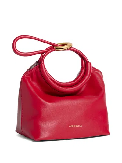 Coccinelle Small Finn Ring-detail Tote Bag In Red