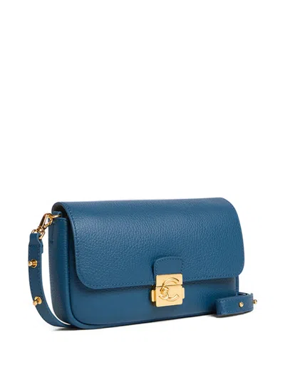 Coccinelle Mini Logo-plaque Shoulder Bag In Blue