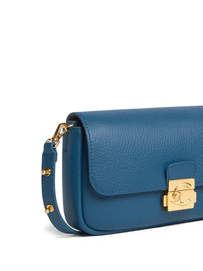 Coccinelle Mini Logo-plaque Shoulder Bag In Blue