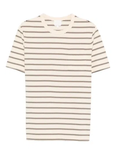 Apc Striped Chest-pocket T-shirt In Neutral