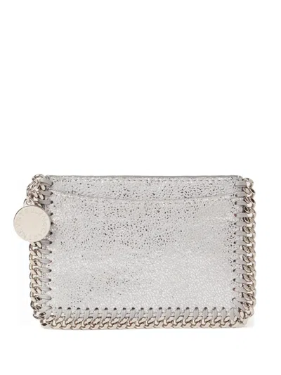 Stella Mccartney Falabella Chain-embellished Card Holder In Metallic